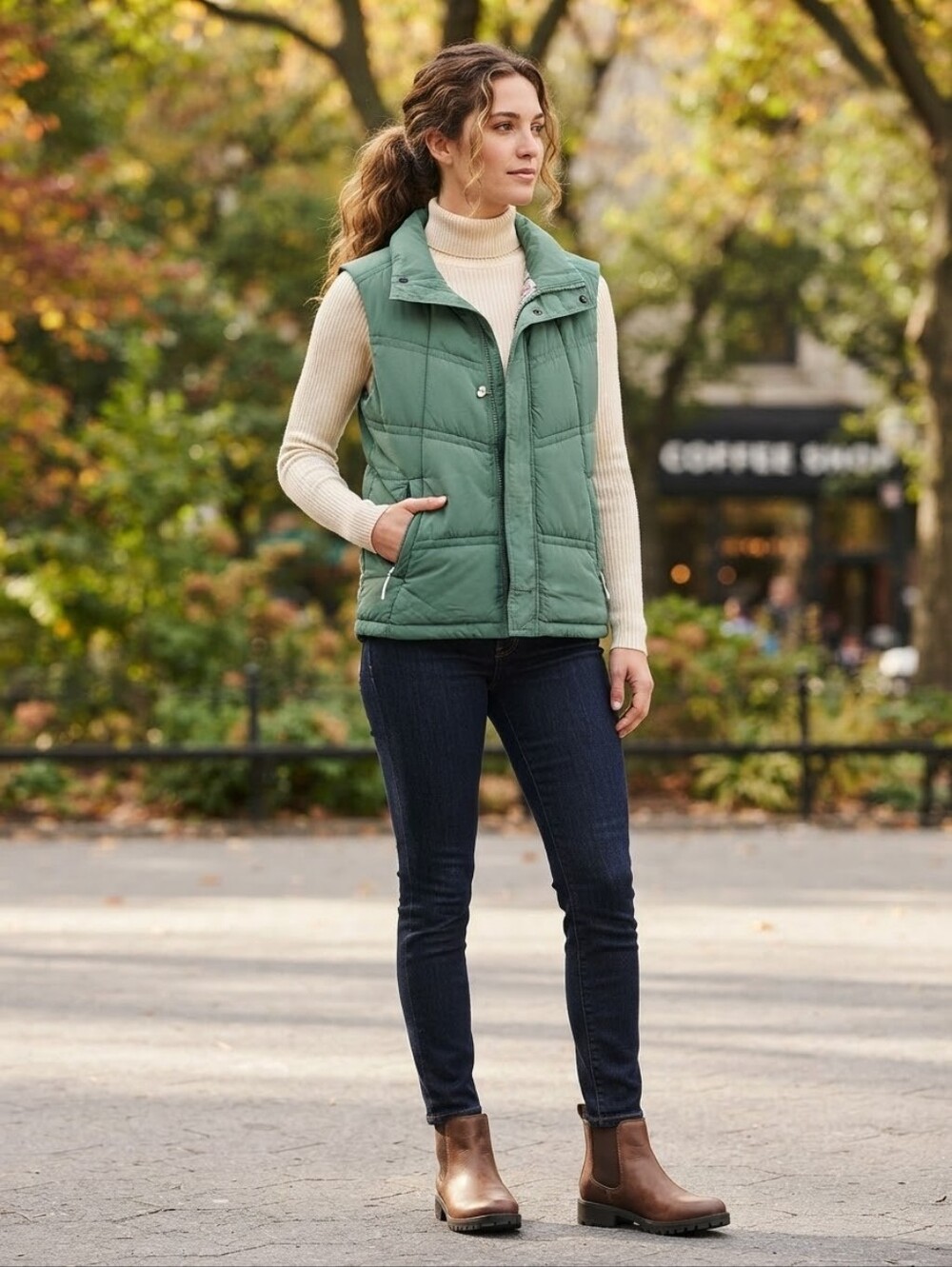 Burton Women’s Green Quilted Puffer Vest Floral Lining Size Small